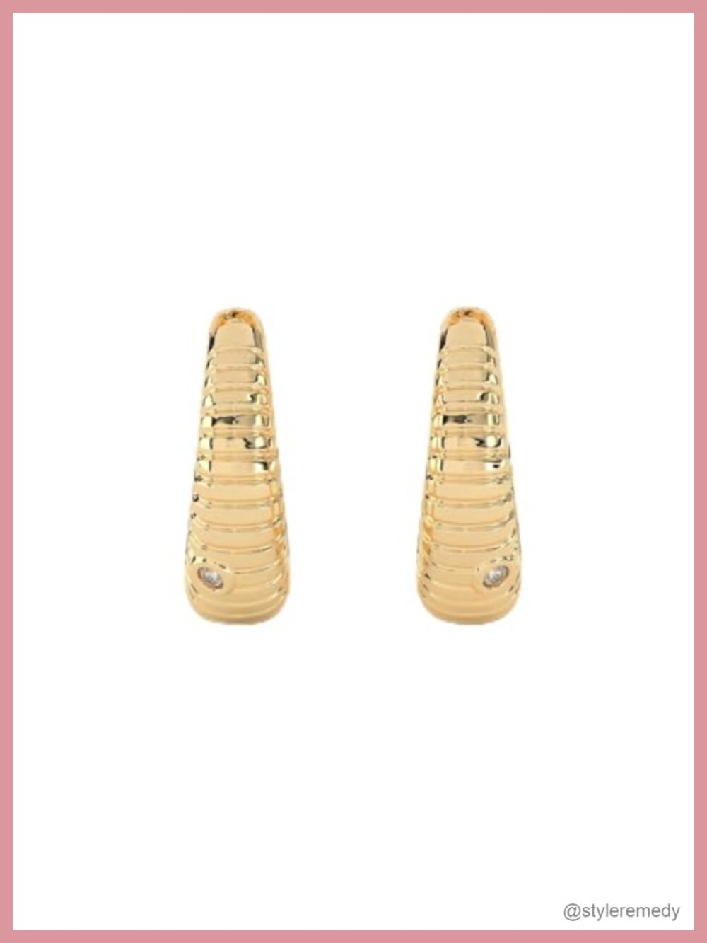 14K Gold Vermeil Hoop Earrings 925 Sterling Silver CZ Accent